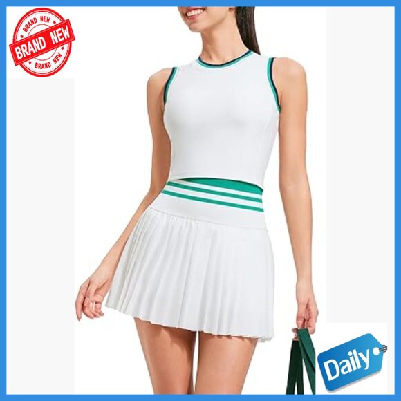 Dresses & Skirts - High Waisted Pleated Tennis Skirt Set with Built-in Bra and Pockets
